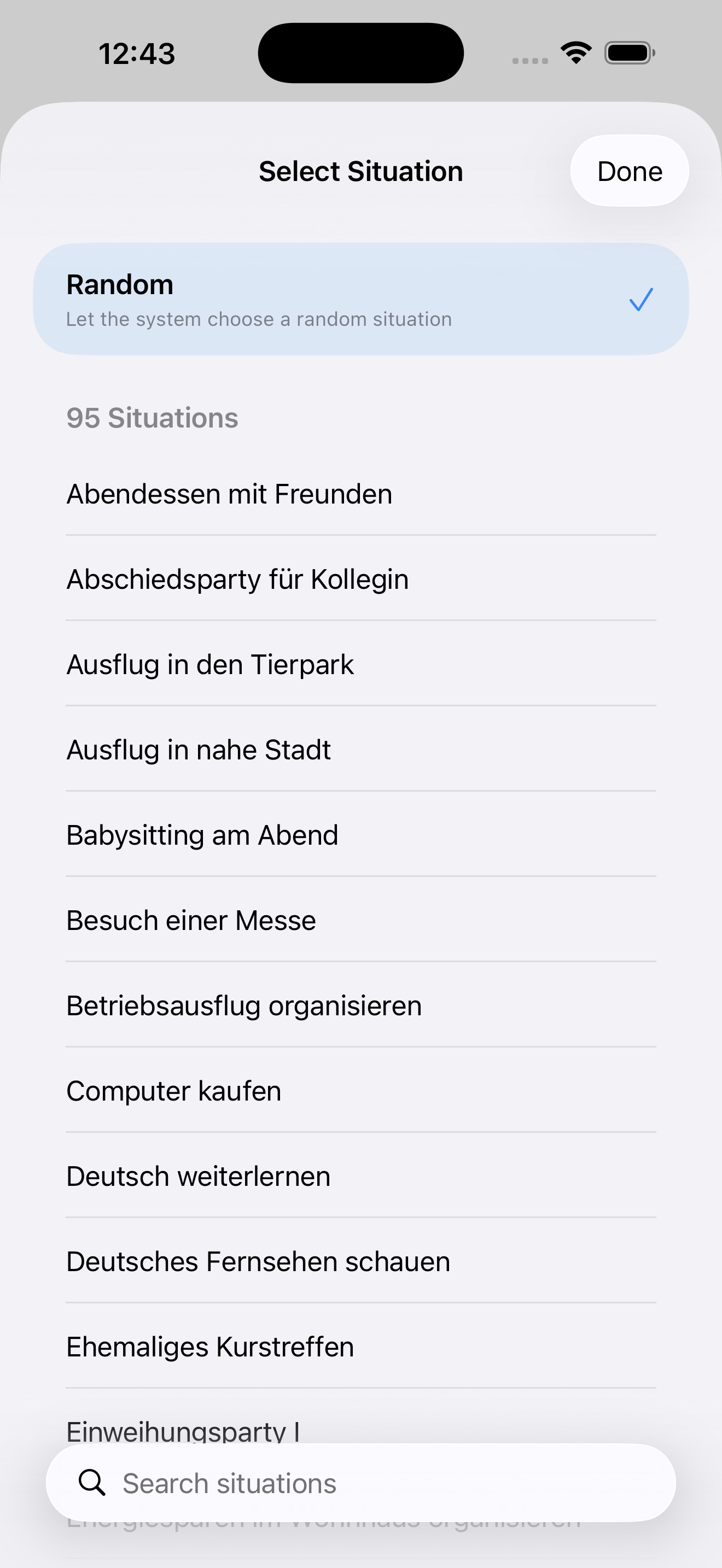 B1 situation picker for planning dialogue in ZertFox