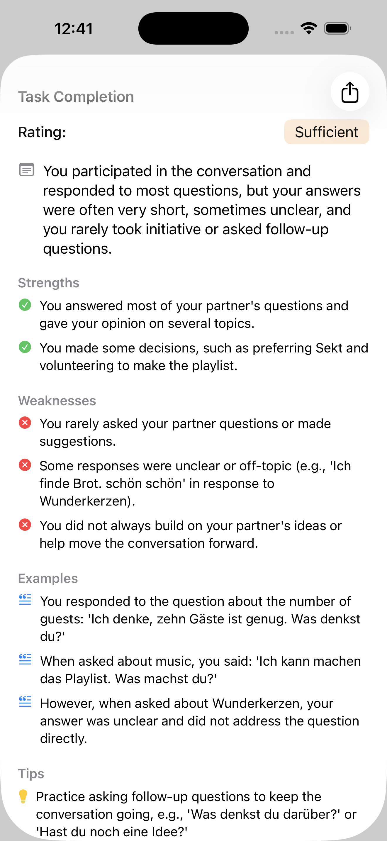 B1 task completion feedback in ZertFox