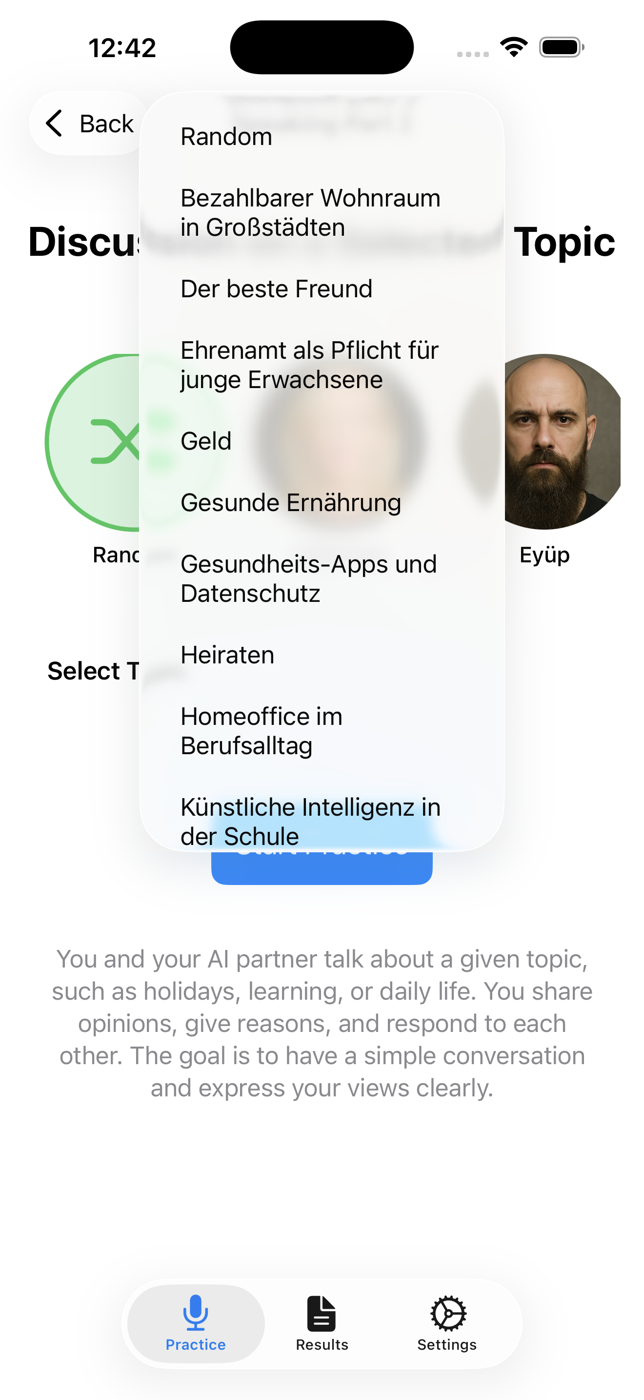 telc B1 speaking exam topic picker for Teil 2 discussion practice