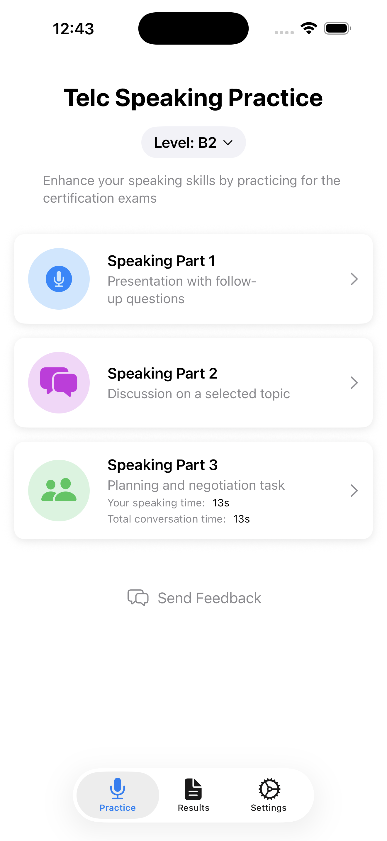 ZertFox telc B2 speaking practice parts list